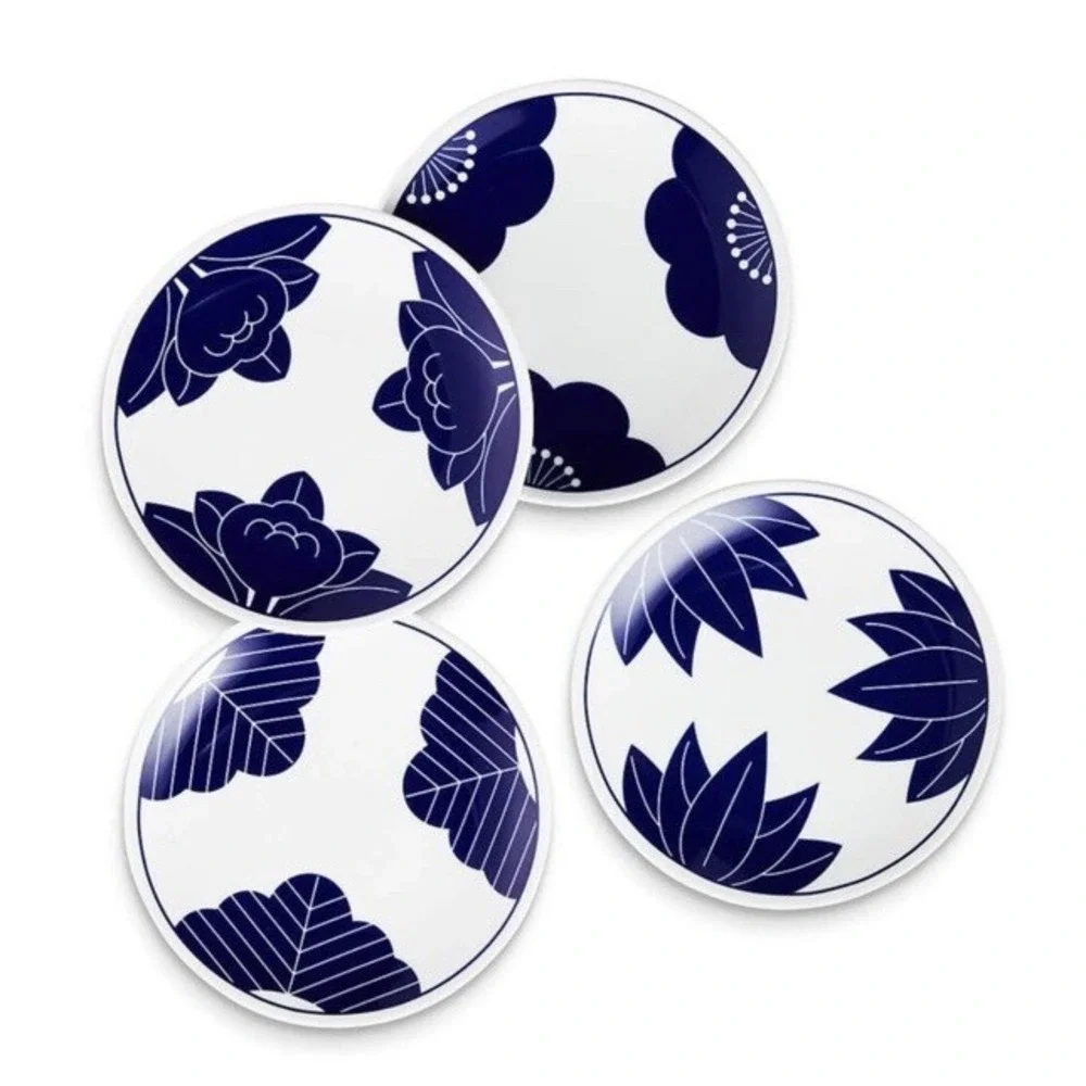 Set of 4 Crate & Barrel Maison Cobalt Blue Dessert Plates Made In Japan 7